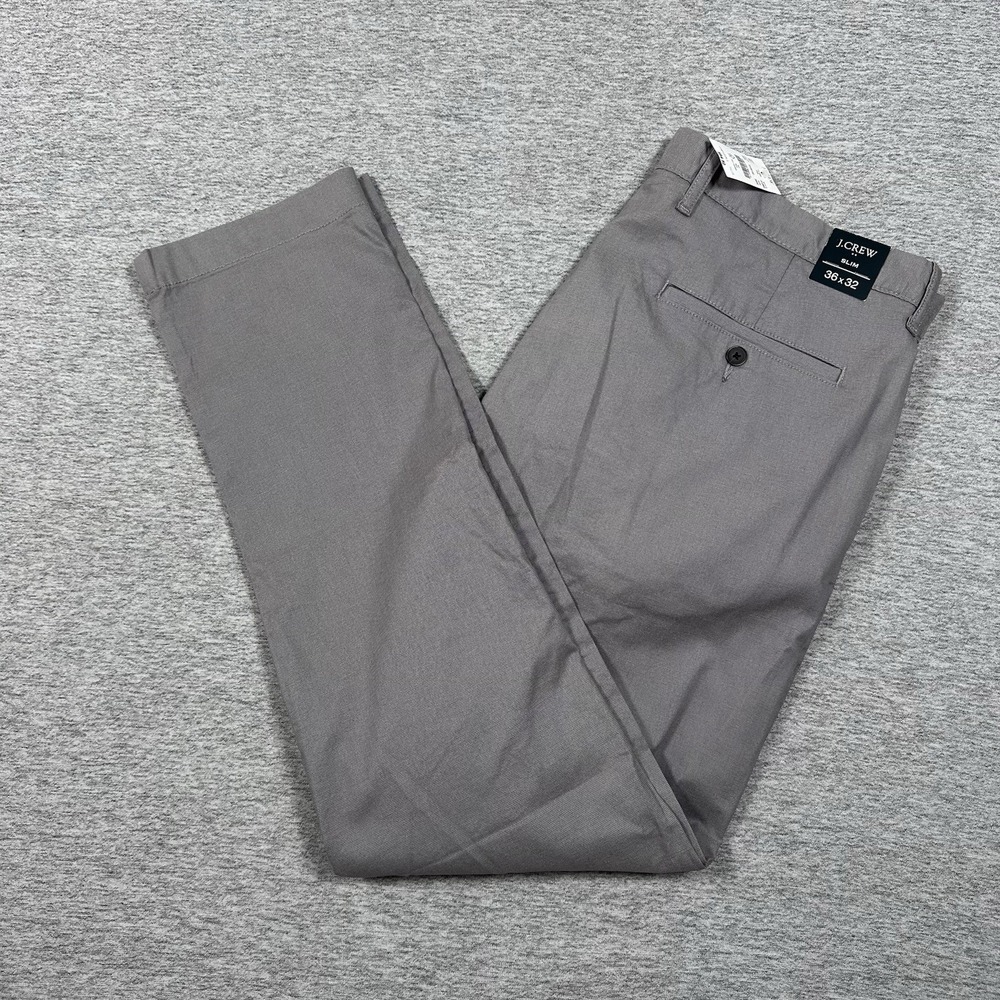 J. Crew Pants Mens Size 36x32 Gray Blue Flex Slim Cotton Stretch City Chino NEW